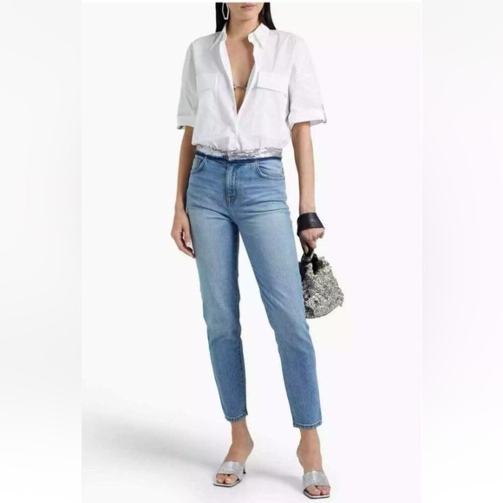 IRO Jeans Sequin Embellished Mid Rise Slim Leg
